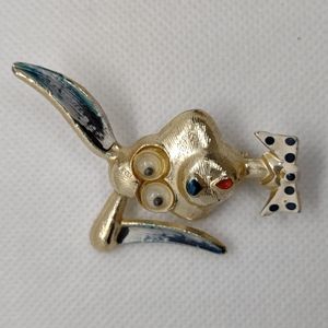 Vintage Googly Eyes Long Eared Cartoon Dog Brooch